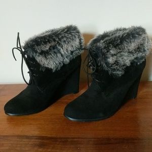 Forever 21 faux fur ankle booties